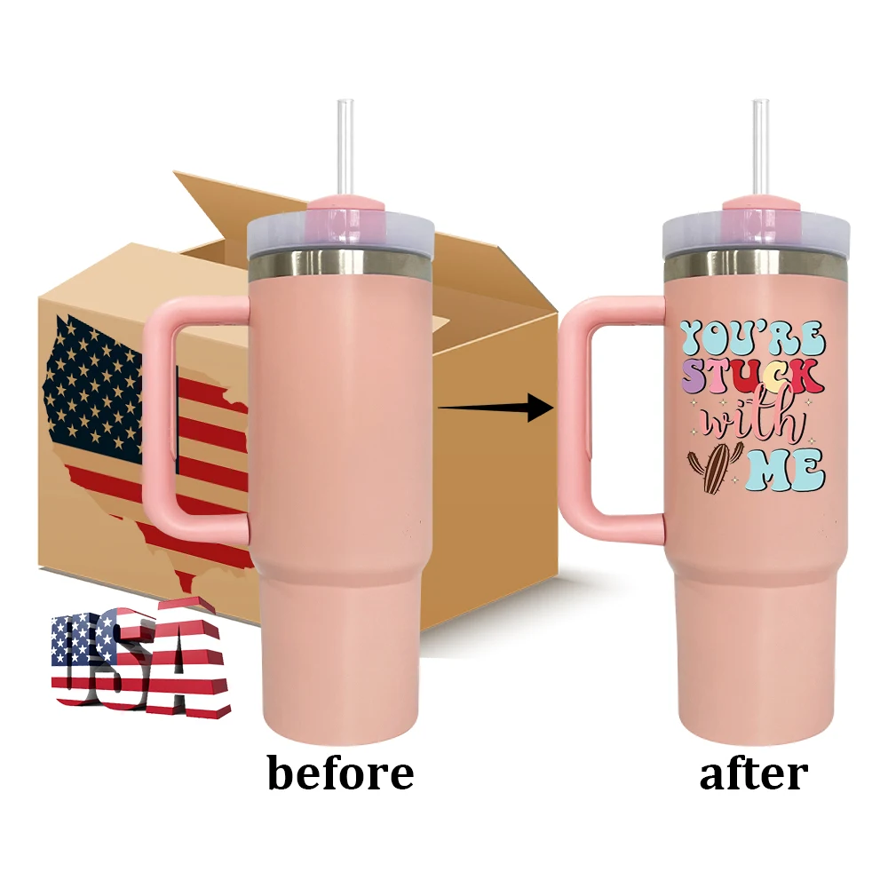USA warehouse Customized UV 3D printing logo design  stainless steel 30oz tumbler mugs with lid and straw for sublimation