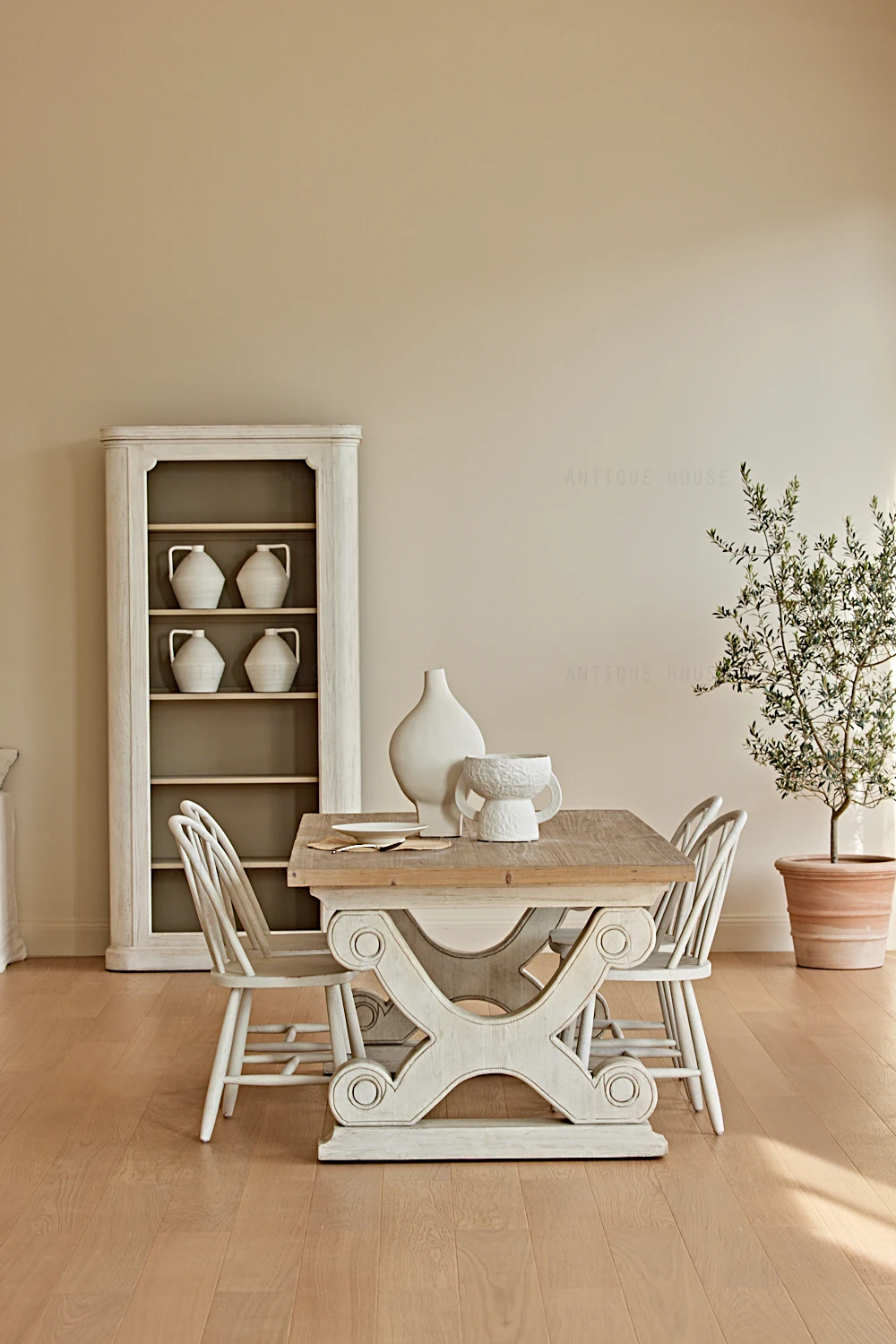 French Vintage Kitchen Furniture Natural recycled pine Handmade Dining Table Dining Table Set 6 Seater