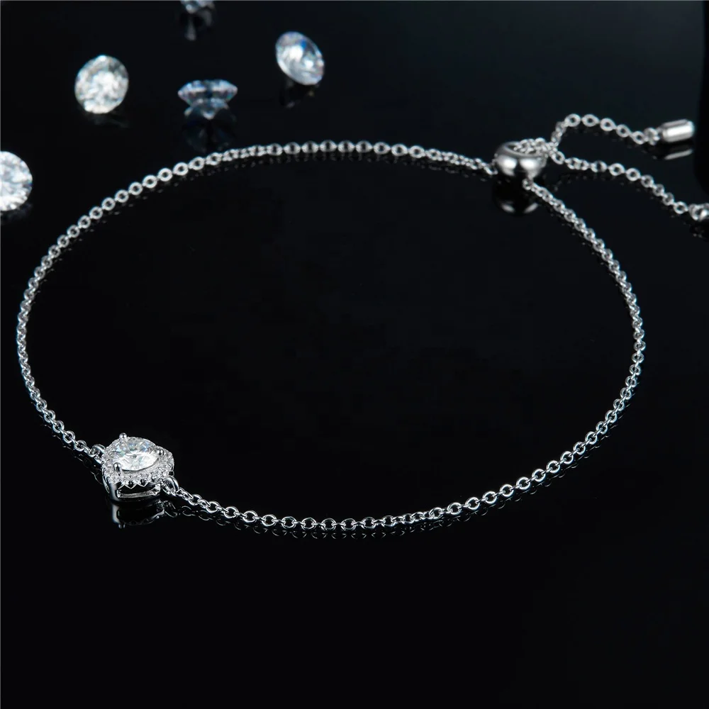 925 Silver VVS Moissanite Diamond High Quality Adjustable Gemstone Bracelets Trendy For Couples