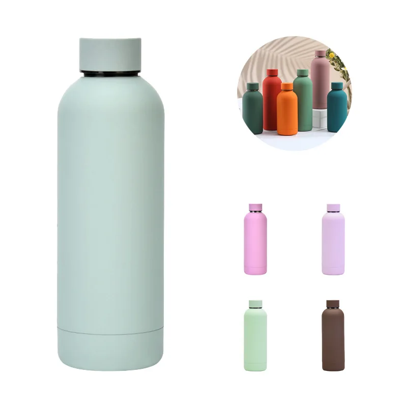 Custom Logo 500ml Double Wall Stainless Steel Tumbler Sports Water Bottle Small Mouth Vacuum Insulated Thermos for