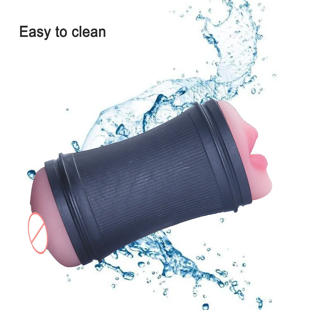 Mini Mouth Vagina Double Head Aircraft Cup Male Silicone Masturbator Simulation Channel Clip Suction Cup Aircraft Cup