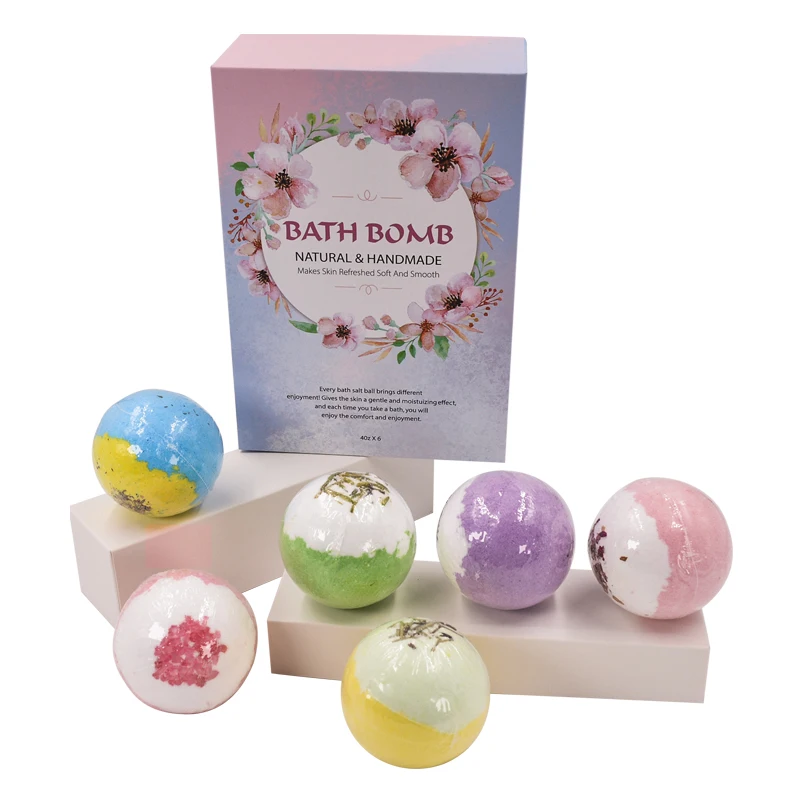 Wholesale natural moisturizing spa relaxing bubble bath salt set and body christmas fizzy bath bombs rose bomb gift bombs slab
