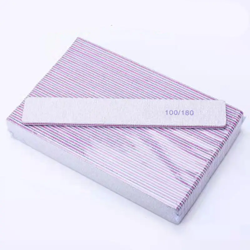 OEM Logo Professional Custom Printing Double Side Disposable Zebra Nail File 100/180 Grit Sandpaper Nail File