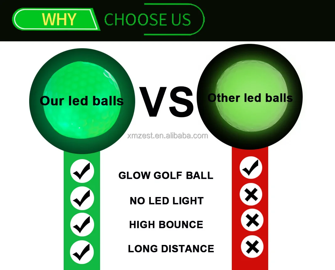 Custom logo Color Flashing Led golf balls Glow In The Dark Light Up Long Time Bright Golf Ball For Night Sports