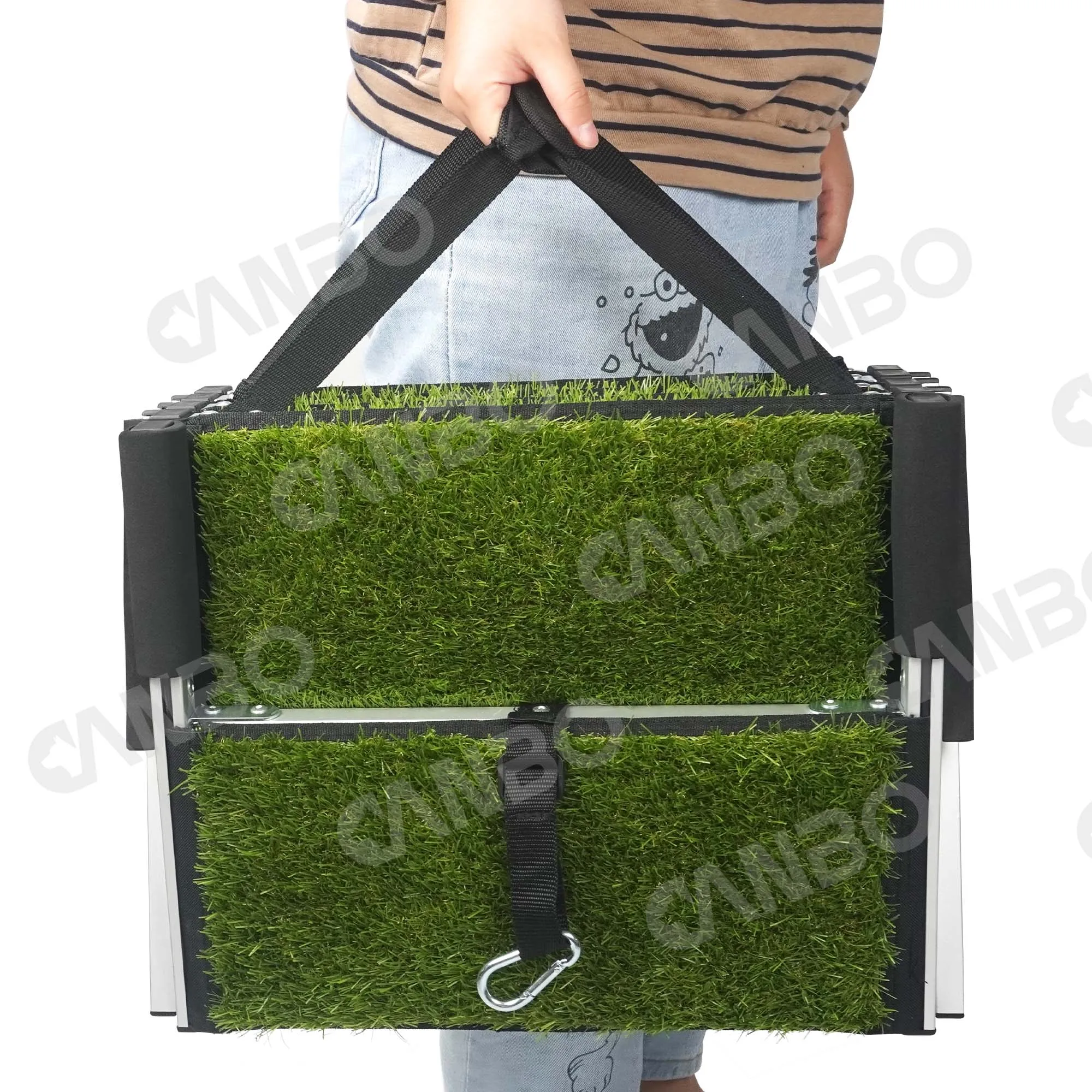 CANBO NEW dog car stairs with artificial turf foldable dog ramp portable pet camping stairs