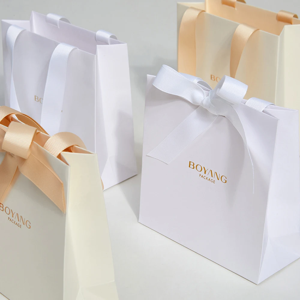 Boyang Factory Wholesale Luxury Jewelry Gift Packaging Paper Shopping Bags Custom