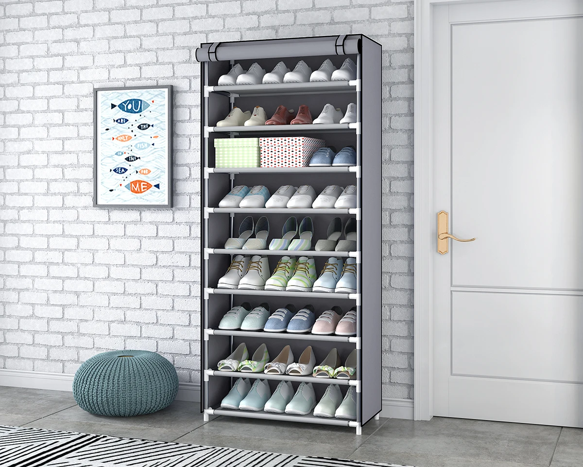 shoes rack with fabric and metal frame portable cabinet stainless steel storage for home organizer 10 tiers