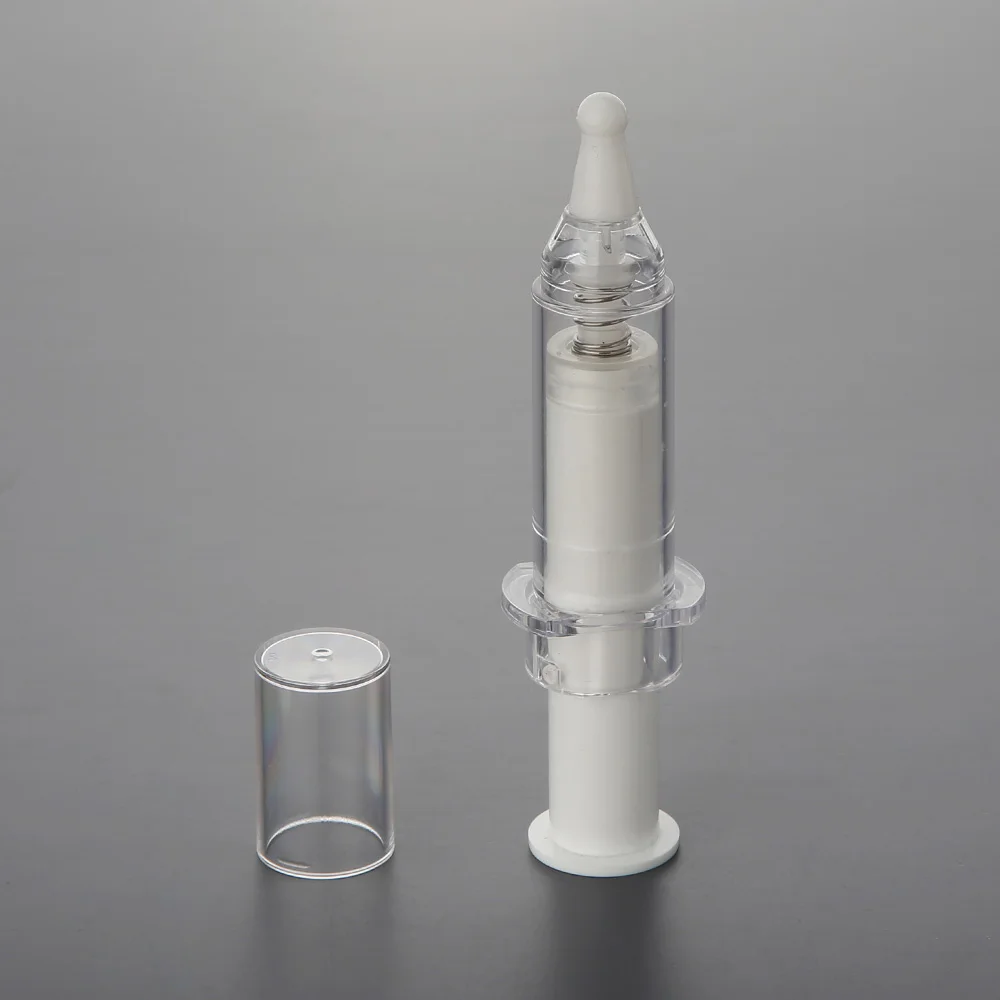 Custom high quality 5ml 10ml 20ml white eye cream syringe bottle with airless pump for packaging essence