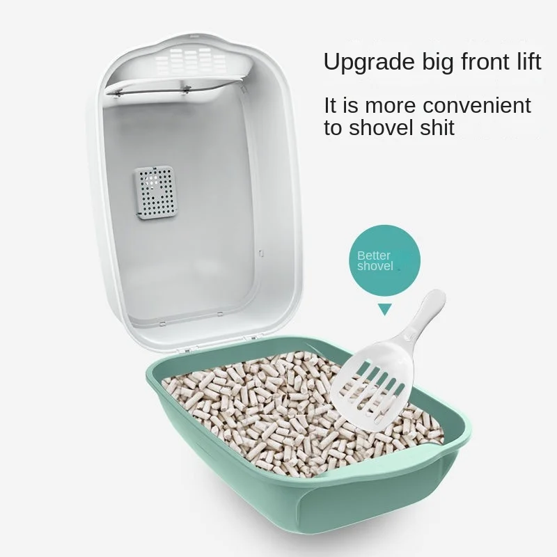 Cat litter box fully enclosed cat toilet oversized deodorant anti-splash with sand kitten sand poop pot cat supplies