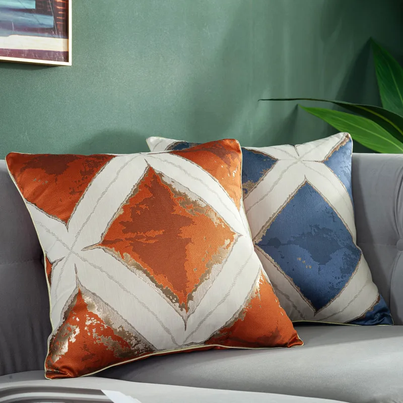 Cygnus Nordic dark green series geometric jacquard satin home luxury style decorative sofa seat cushion cover