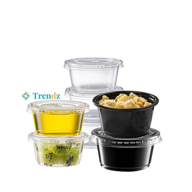 Bpa Free Disposable Dessert Cups Transparent Soy 0.75 /1.5/2/3.25/4/5.5 Oz Deli Sauce Containers With Lids