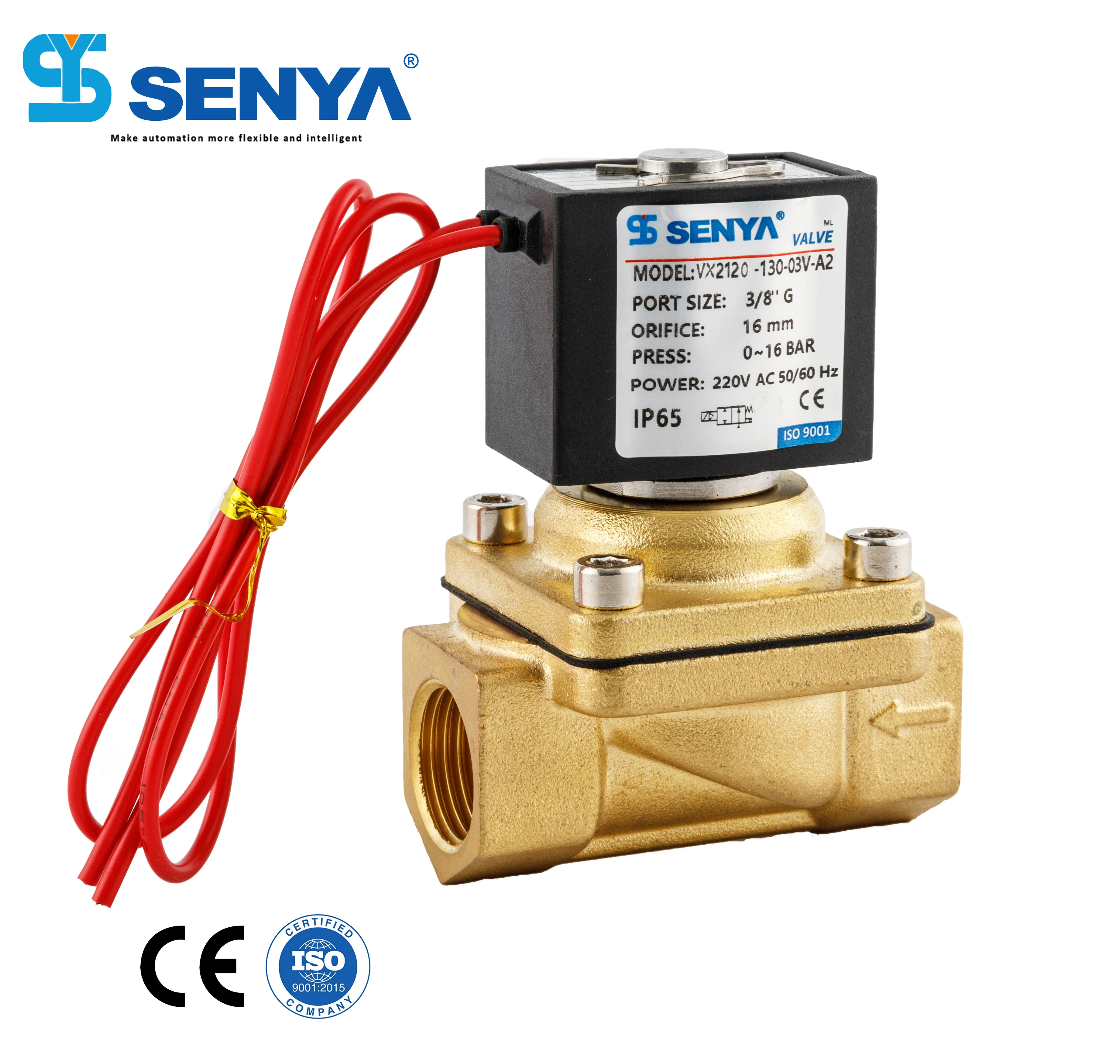 SENYA VX2120 12VDC 24VDC 110VAC 220VAC Normally Closed Direct Acting Fluid Control Solenoid Valve 2 Way Brass Solenoid Valve