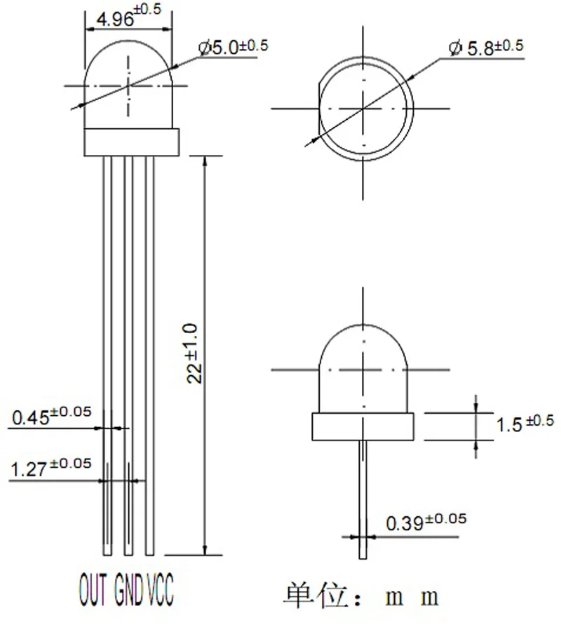 Lfn Long Distance TV Ir Infrared 38Khz Receiver 360 Degree Plastic Sensor Factory Decoder Ir Receiver Module