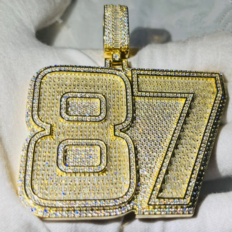 custom pendant manufacturer Moissanite  Lab Diamonds Iced Out Pendant Hip Hop Number Pendant As a Gift