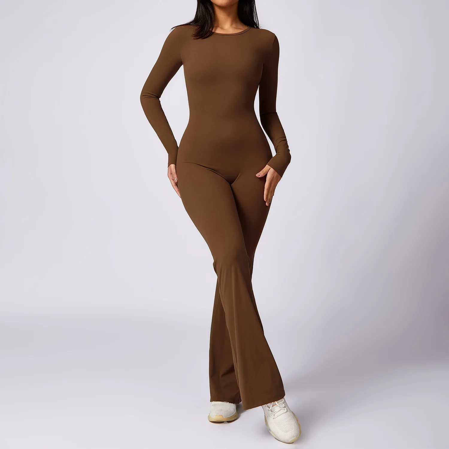 Women Long Sleeve Full Length Solid Color One Piece Bodysuit Jumpsuit Rompers Playsuit Women Jumpsuit
