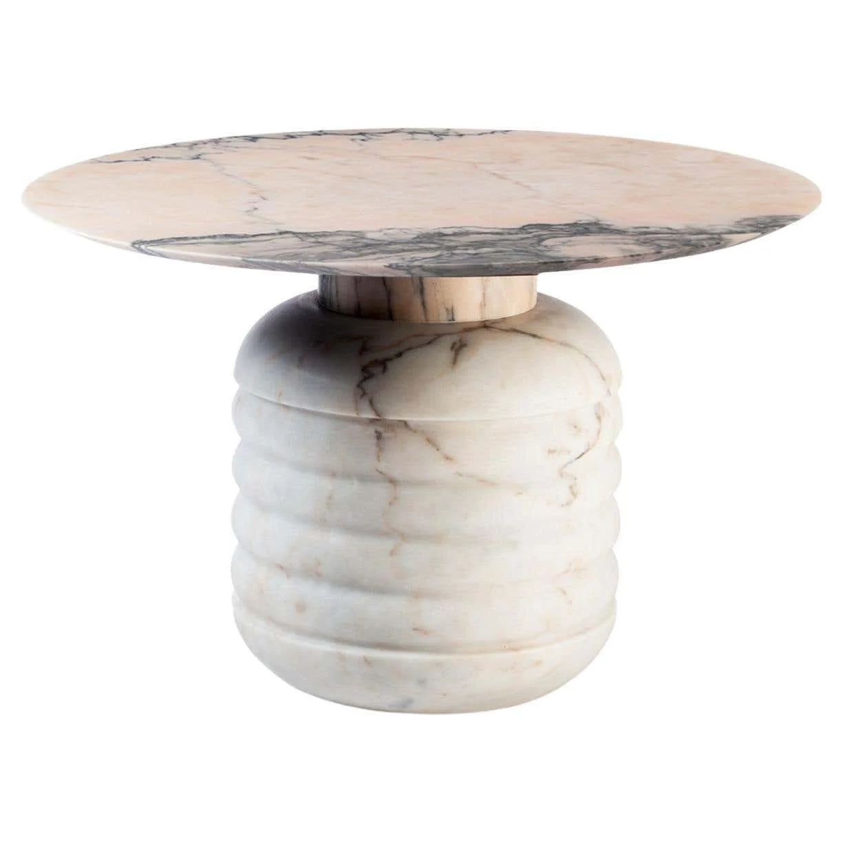 Living room furniture marble Luxury Coffee Table Modern Jean Low Side Table with White Marble Base and Estremoz Pink Marble Top