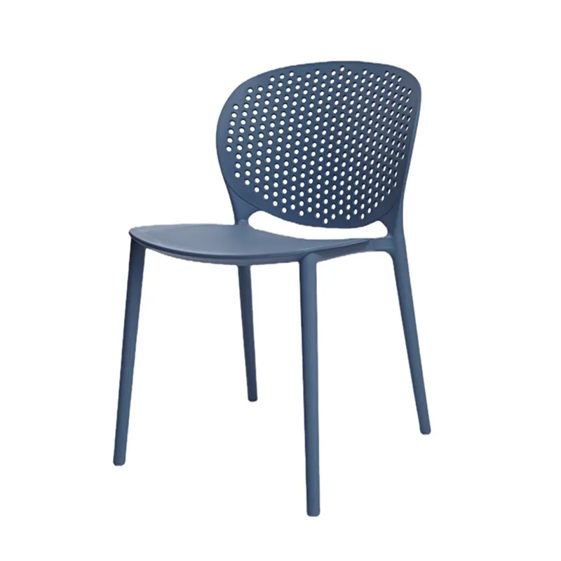 Wholesale Cheap Stacking Plastic Side Chair Langfang Colorful Pp Stackable Hollow Back Stackable Dining Chair