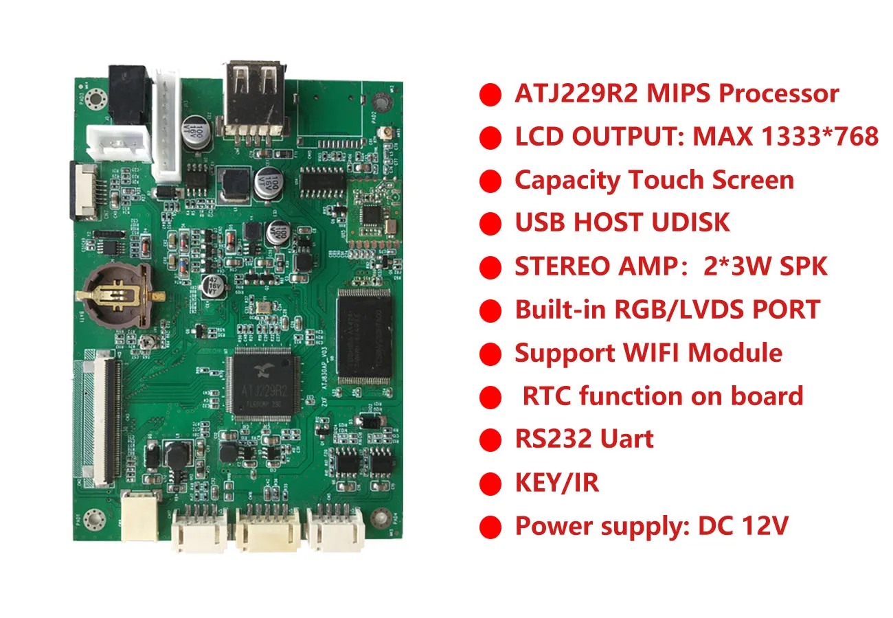 ZXFELEC Actionsemi ATJ229R2 панель управления поставщик для часов календарь MP3 MP4 устройство воспроизведения видео фото аудио PCBA