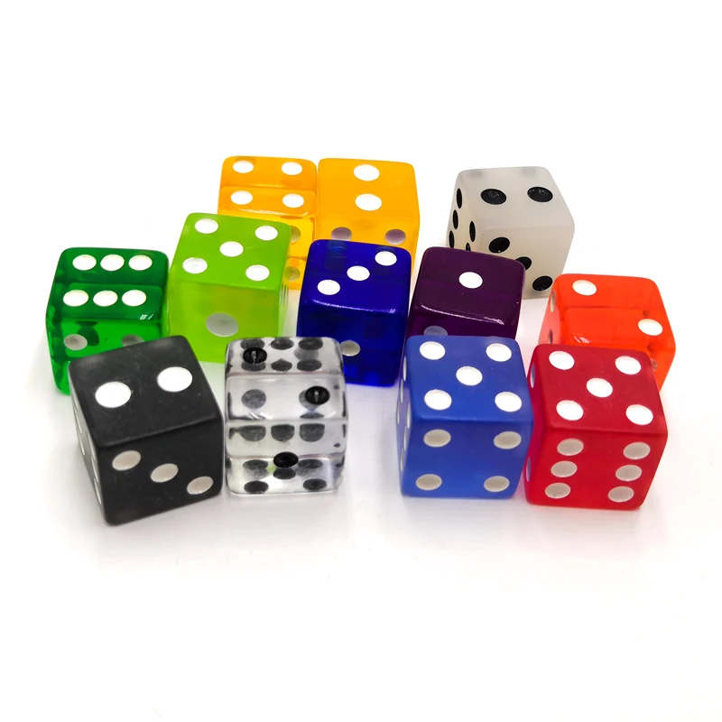 
16mm Resin dice transparent black and white dice set D6 customized acrylic plastic dice game 