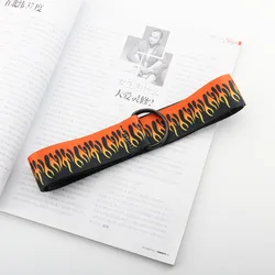 Пояс в стиле Харадзюку для мужчин и женщин, модный холщовый пояс в стиле хип-хоп, в европейском и американском стиле, индивидуальный Повседневный декор с рисунком пламени