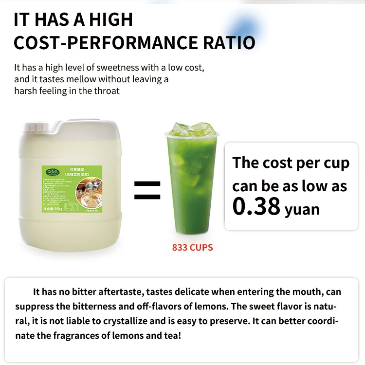 China Wholesale Natural Fructose Sugarcane Syrup House Blend Syrup for Milk Tea Shop Lemon Tea Bubble Boba Tea