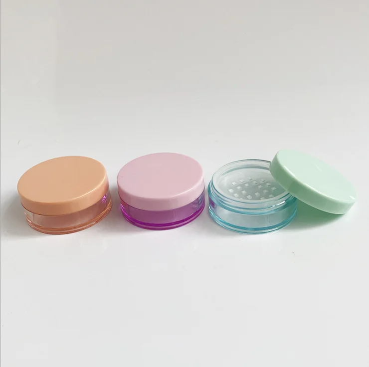 10g 20g Plastic Empty Powder Puff Case Face Powder Blusher Makeup Cosmetic Jars Containers With Sifter Lids