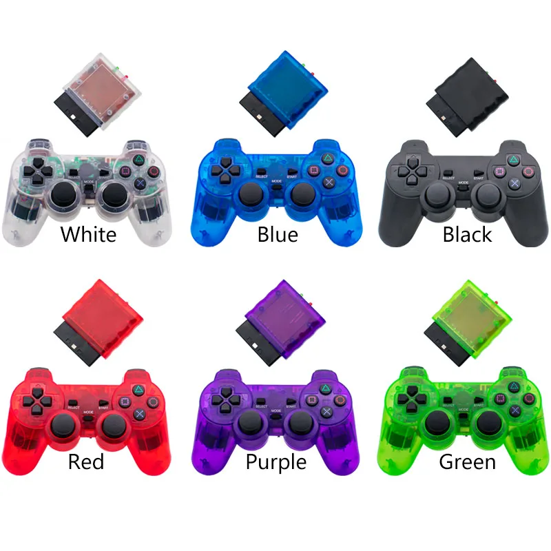 2.4G Wireless Transparent Joypad Gaming Controller with Double Vibration Feature 2nd Generation Gamepad for PS2 Games