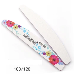 Professional Double-sided Nail File White Sandpaper Half-moon Beauty trimming Tools 100 / 180 /240 Flowers Nail Files Manicure