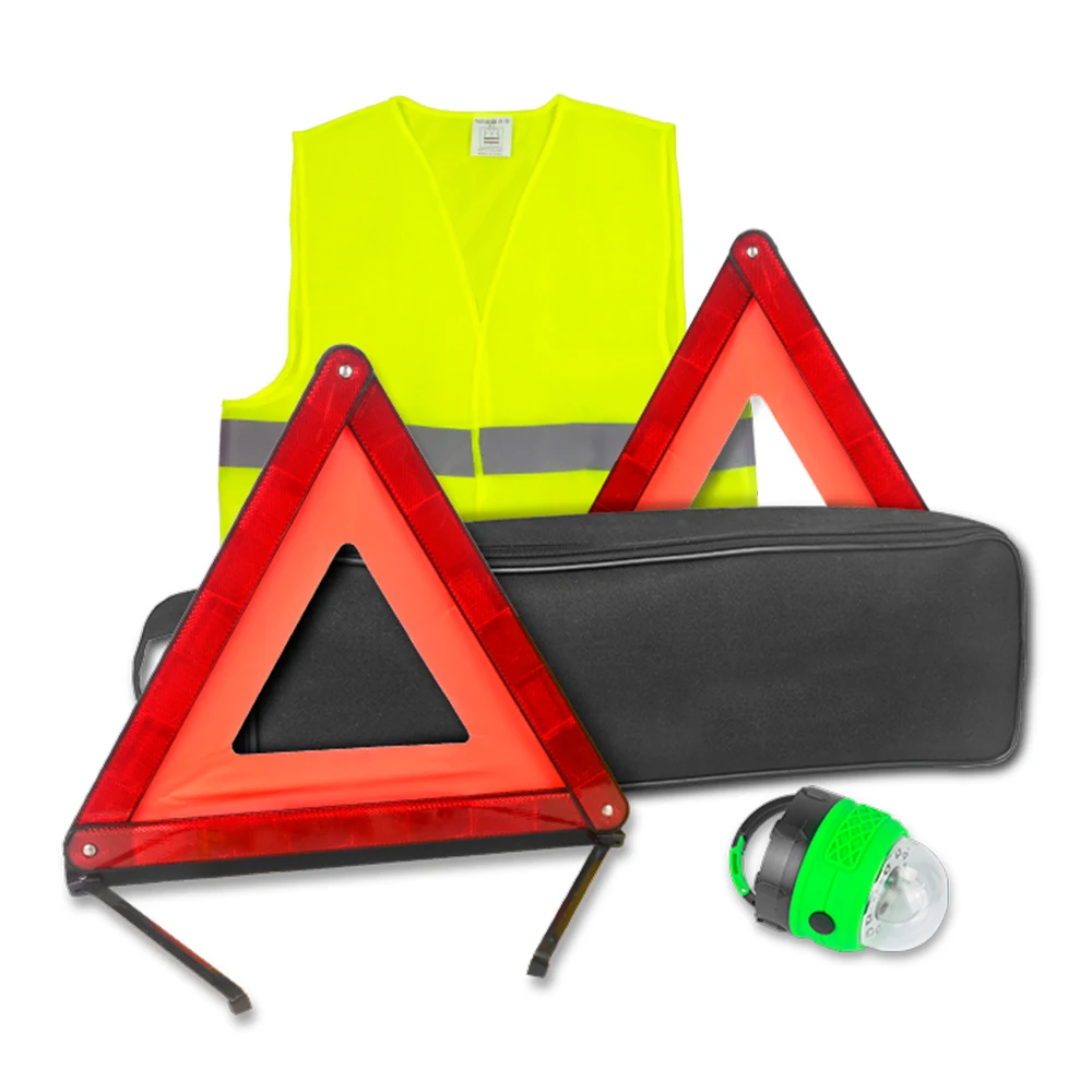 Wholesale High-Visibility Roadside Emergency Car Kit with Emergency Lights Warning Triangles