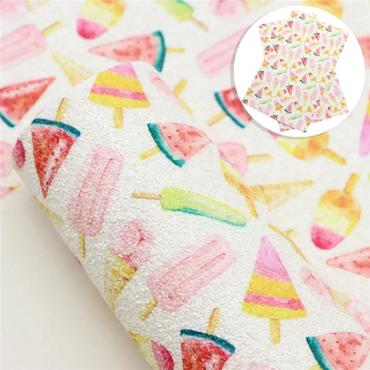 20x33cm Polka Dot Donut UV Printing Chunky Glitter Sheets Fabric For Diy Hair Bows 13858