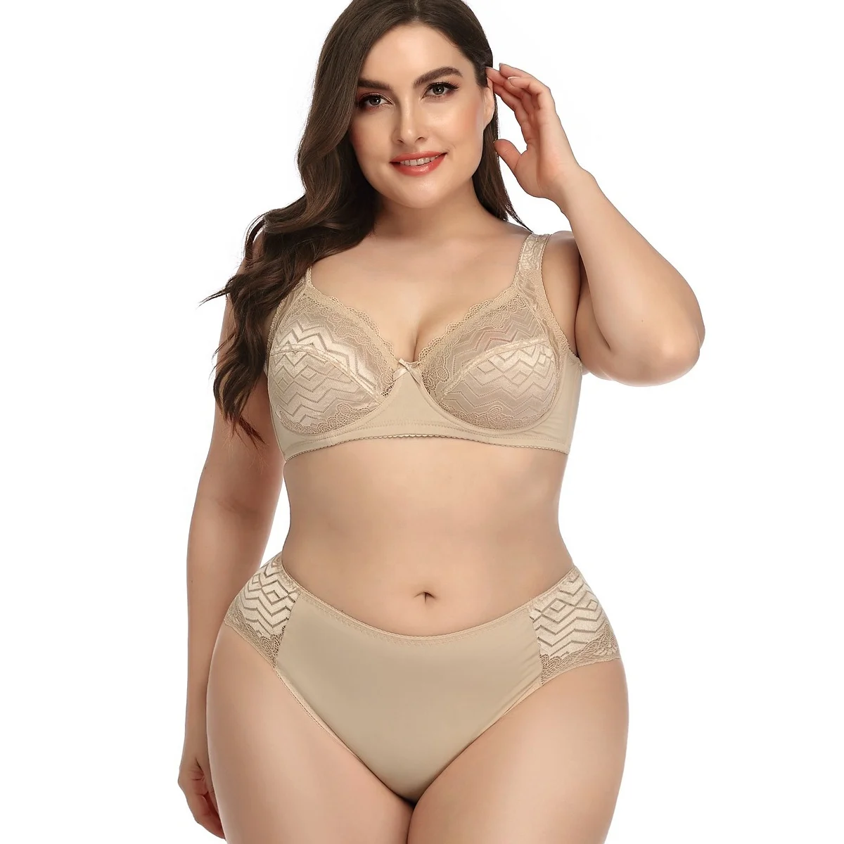
Large Size European American Ultra-Thin Underwear Comfortable Big Cup Bras And Panties Plus Size 