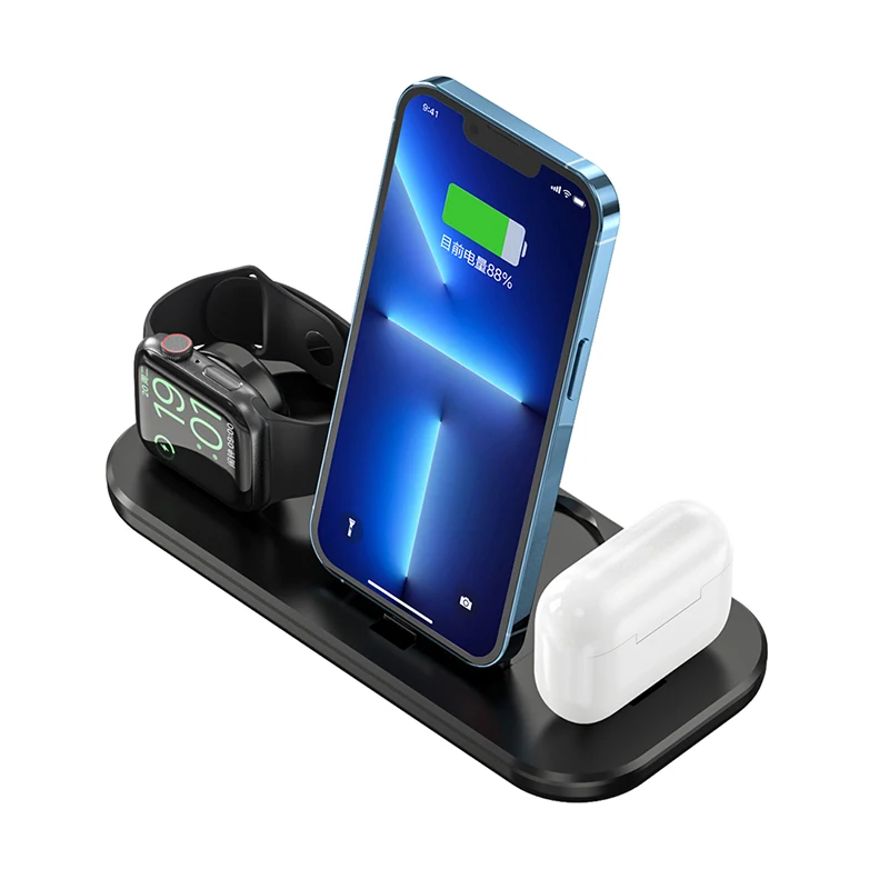 Newest Multifunctional 15W Fast Charging Station Desktop Wireless Phone Charger Wireless Charge 6 in 1 Mobile Phone Holder Qi