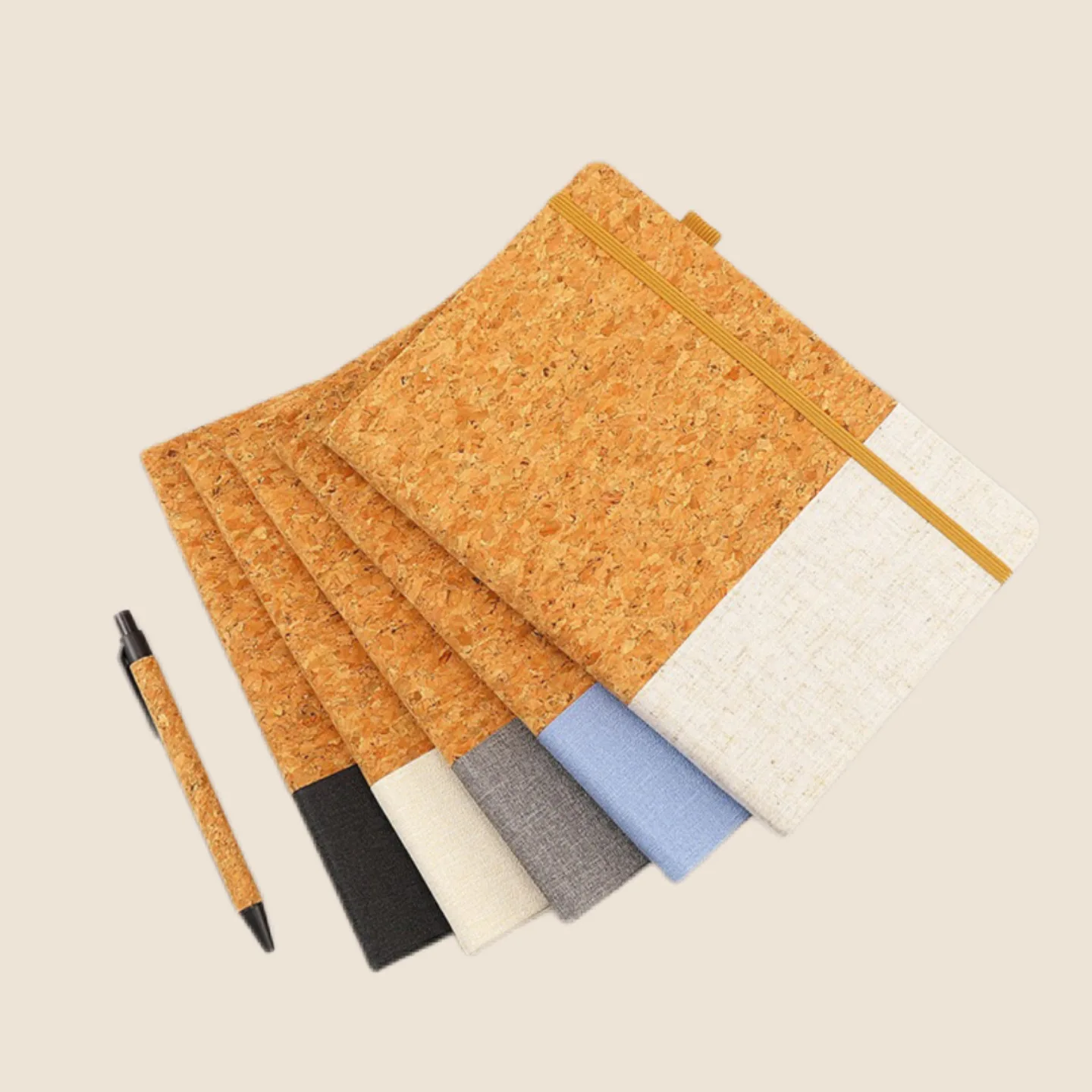 Premium Business Customize  Office Agenda Eco-environmental Cork Eco-environmental A5 Diary  Notebook With Pen Gift Set