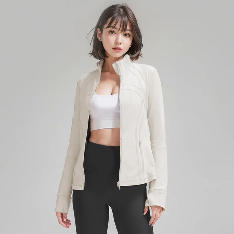 Lulu Women Jacket Fashion Spring and Autumn Tight-fitting Thin Sportswear Training Running Gym Yoga Solid Color Cardigan Jacket