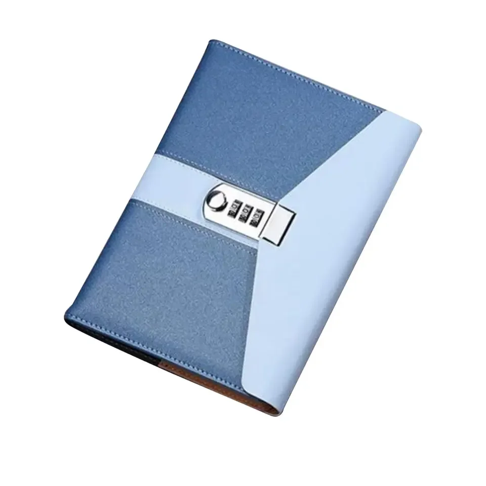 Custom Logo Private Diary Hardware Lock Code Book Password Locking Journal B6 Lined Leather Notebook With Lock