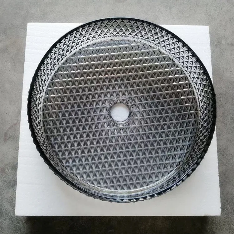 Round blue color glass bowl basin bathroom glass counter top sink