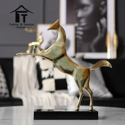 High end decorative golden brass horse sculpture statue figurines for house livingroom decoration