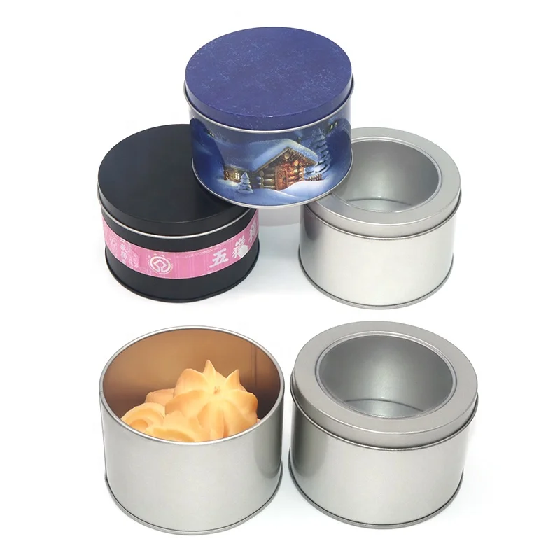XPD Small Round Silver Black Food Grade Cosmetic Cream Metal Aluminum Tin Box For Mini Gift Traveling Tea
