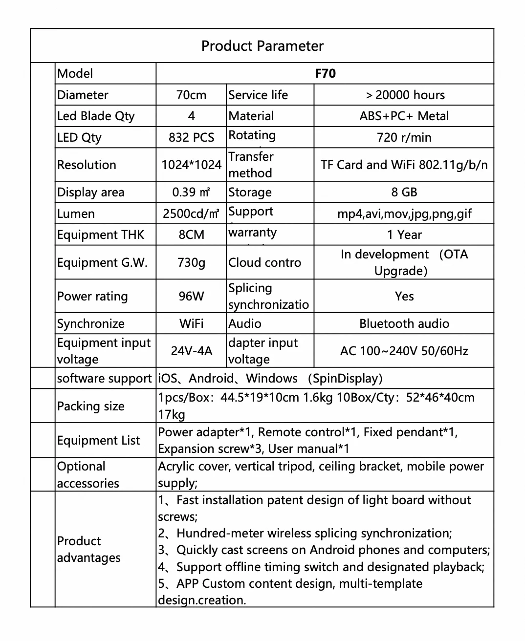 1080P HD 70cm 3D Led Hologram Fan New Advertising projector Equipment 3D Holographic Led Display Hologram Fan screen