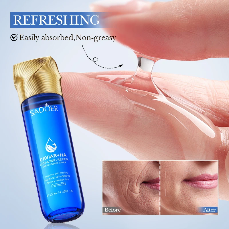 SADOER Caviar Anti-Wrinkle Toner OEM Hyaluronic Acid Repairing Firming Moisturizing Face Care Skin Toner Whitening Facial Spray