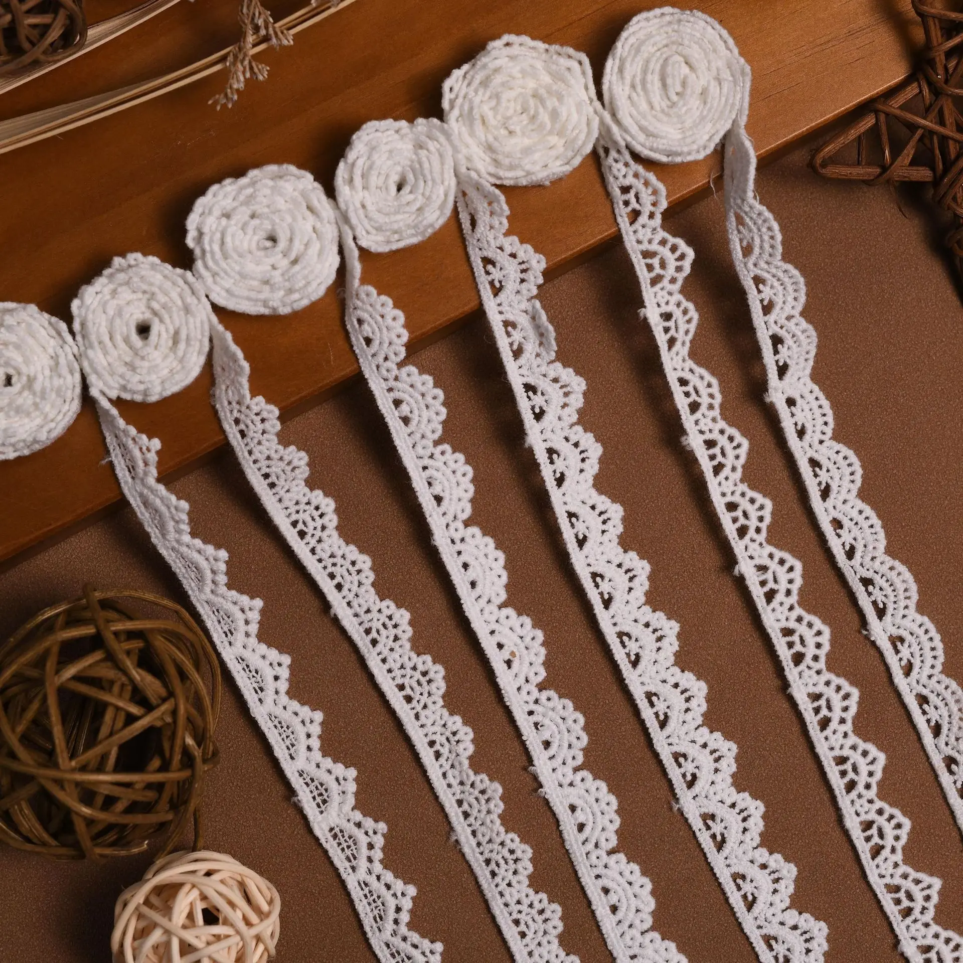 High Quality  Cotton Lace Tape  Embroidered Flower Lace Trim  Border Lace Trim Flower