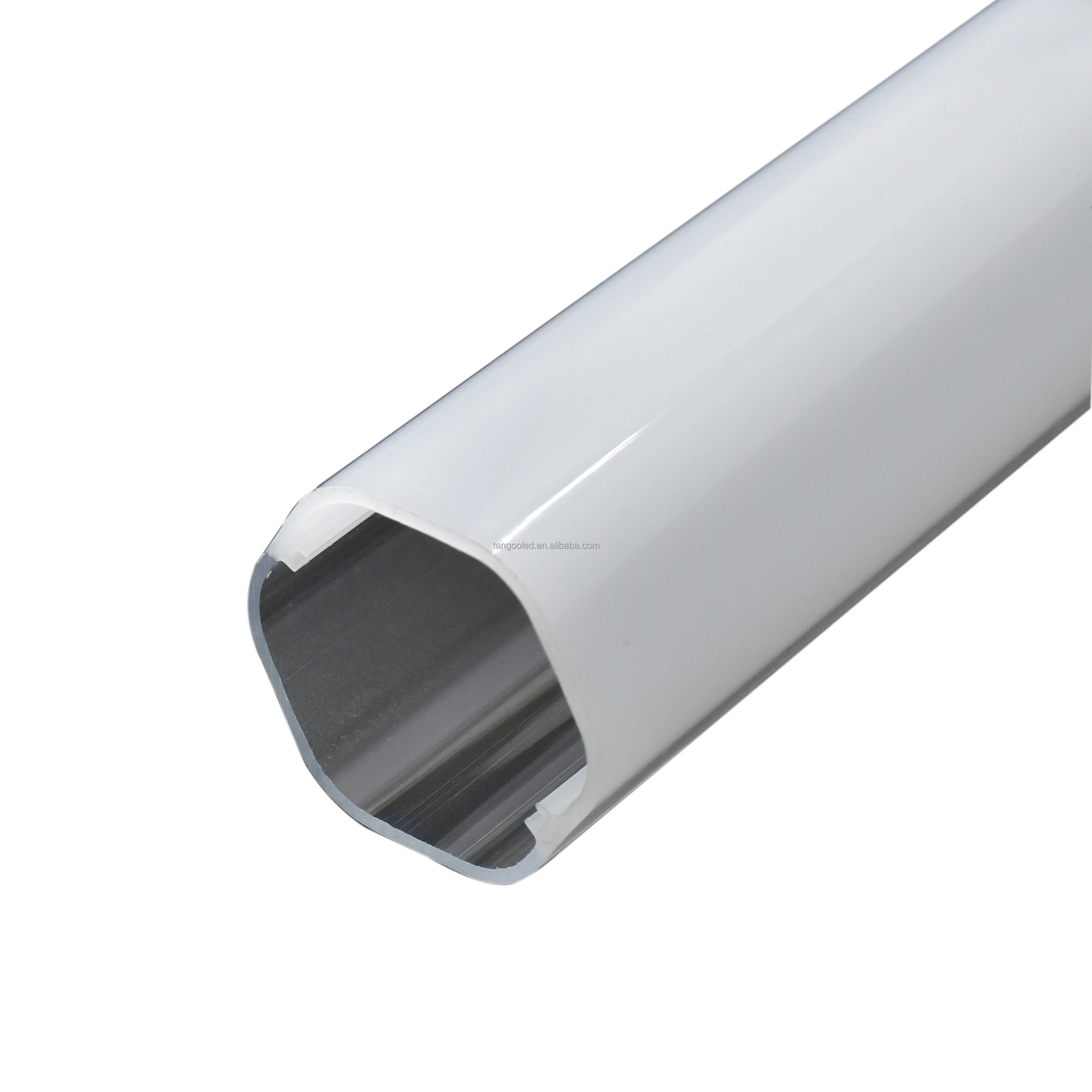 co-extruded clear and milky plastic tube diameter 40mm polycarbonate pipe with inside slots for led strip light