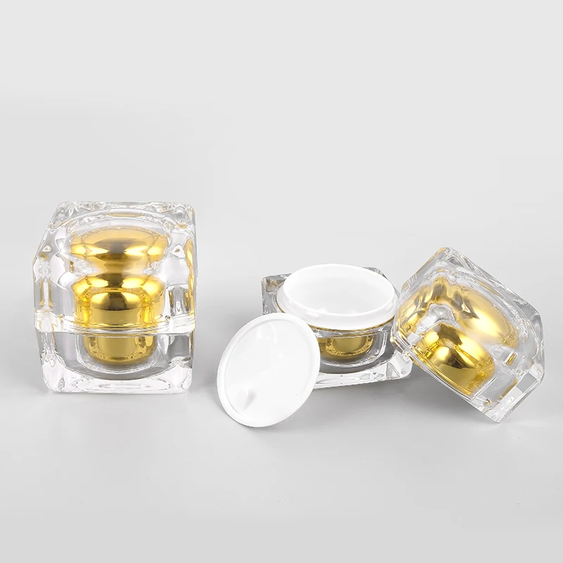 5g Empty Square Acrylic Mini Sample Crystal Jars Plastic Diamond Pot Kosmetik Eyeliner Jar