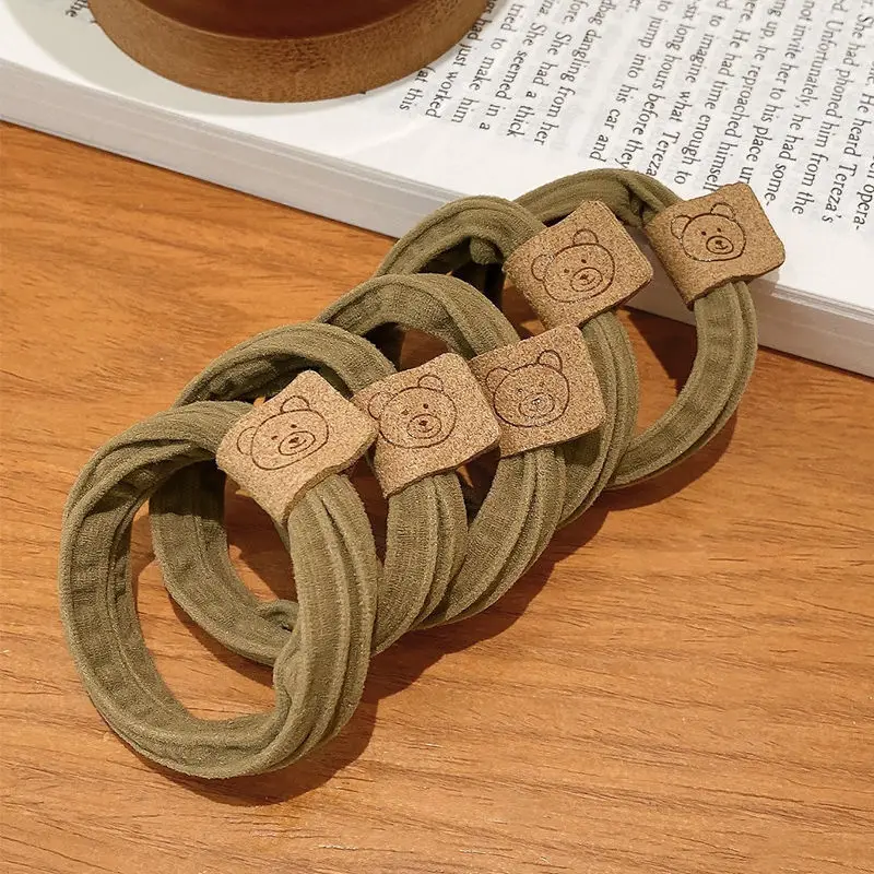 Korean Lovely Little Bear Wrinkle Hair Bands Web Celebrity Rubber Fashion Leather Women Hair Bands