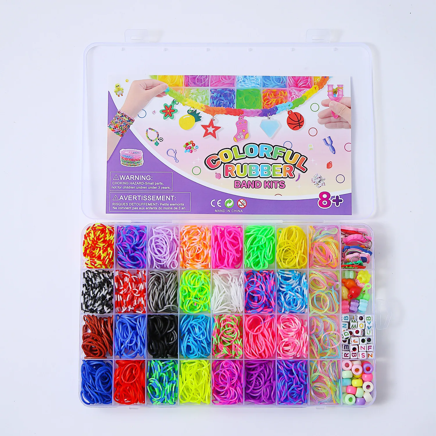Hot Sale Wholesale 40-Grid Rainbow DIY Rubber Band Handmade Bracelet Making Educational Toy for Children Sewing & Weaving Toy