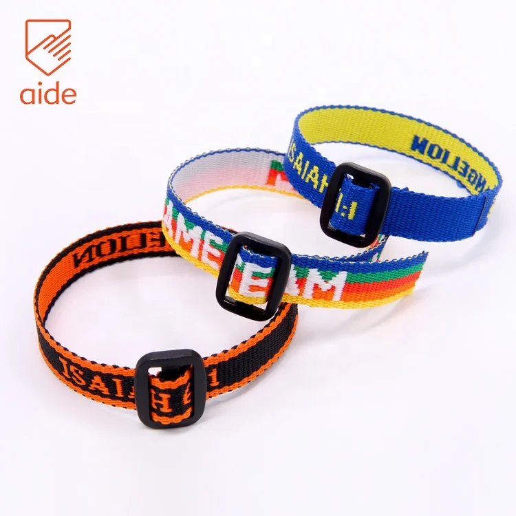 Custom Jacquard Weaved Thick Adjustable Anti Slip Woven Polyester Wristband For Festival Events