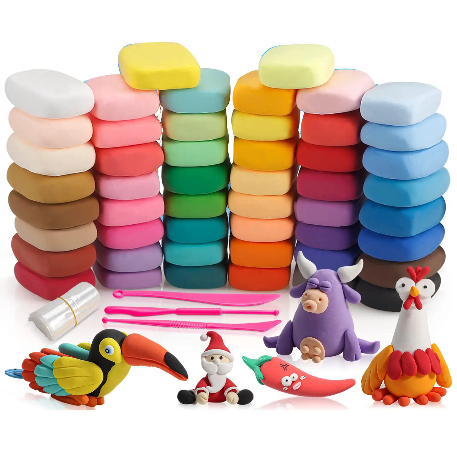 Air Dry Clay Colors Modeling Magic Clay with Sculpting Tools Non-toxic Self Drying Soft Play Dough for Kids Color Box Customized