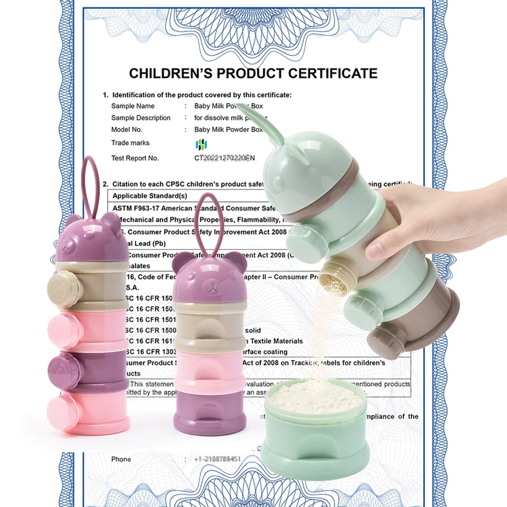 CPC Certificate Infant Milk Food Storage Box Container Snack Cups Portable Stackable Baby Milk Powder Formula Dispenser