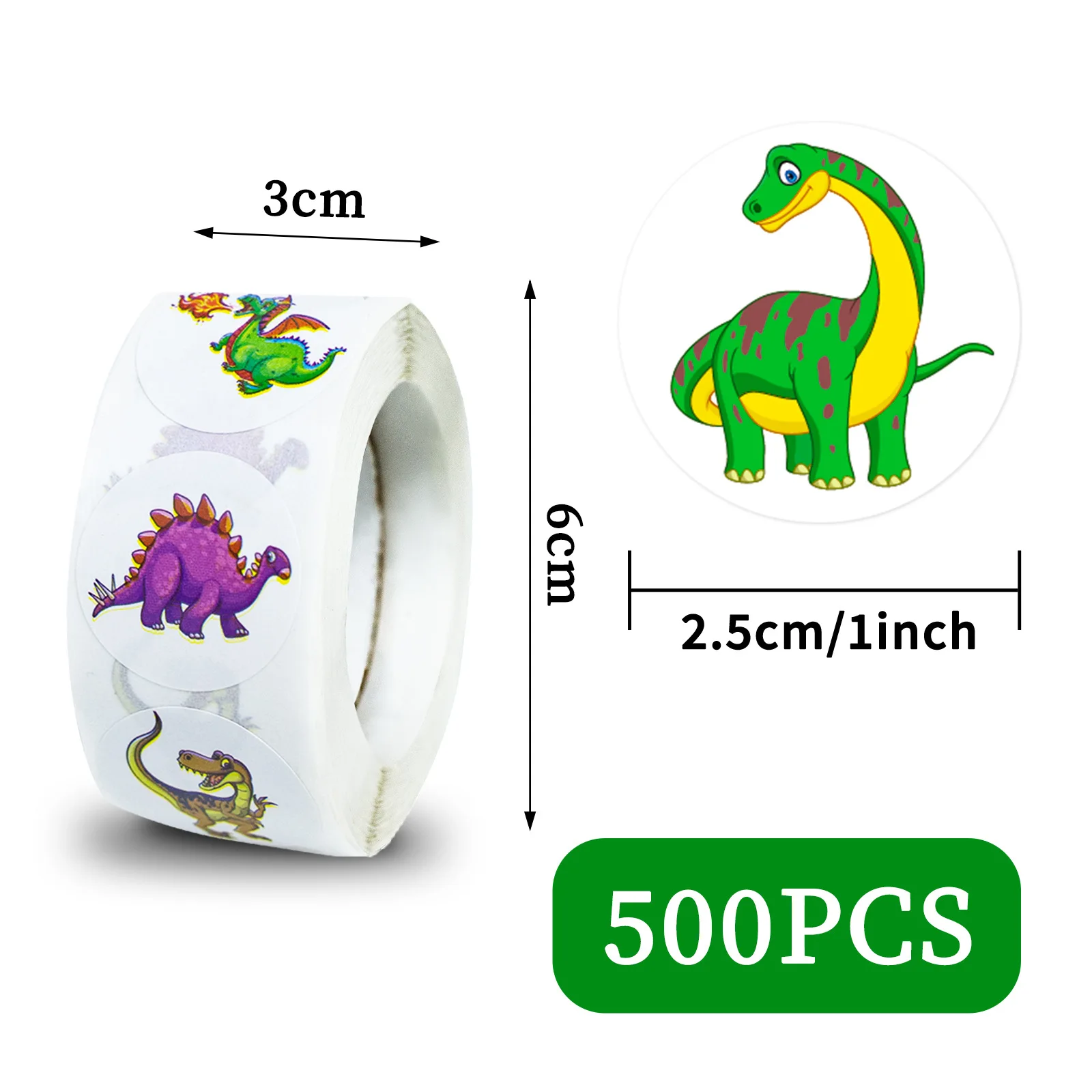 500 pcs 1 inch Kawaii Graffiti  cartoon Cute dinosaur stickers