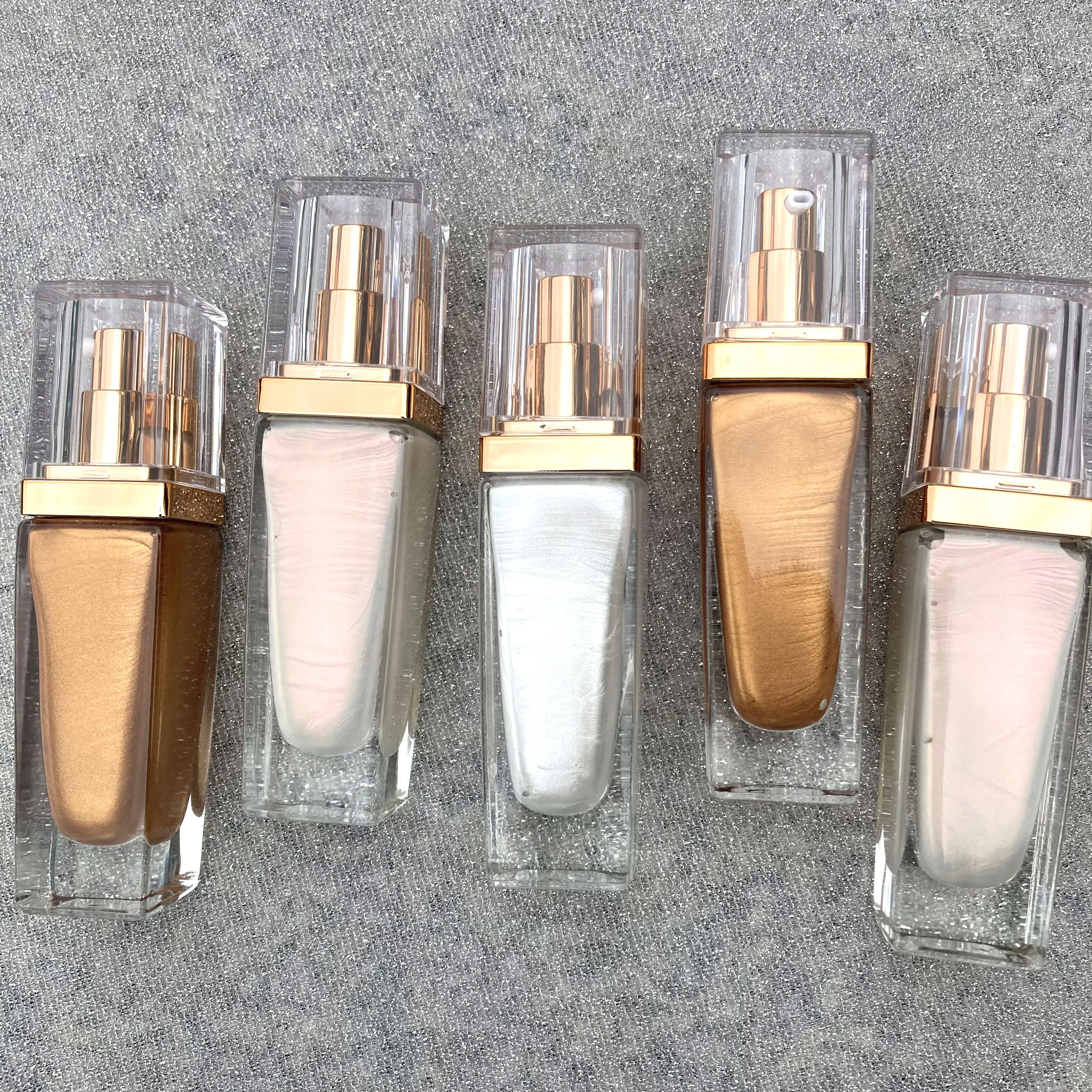 Body Shimmer Powder Empty Bottle Wholesale Highlighter Loose Powder Bronzer Glass Bottle No logo Makeup Highlighter Spray